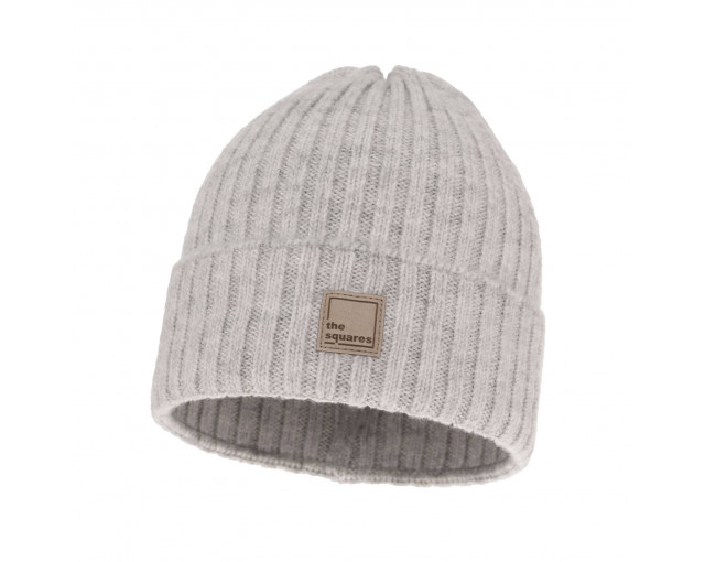 Czapka zimowa damska szara z wełny merino Benedetta z logo firmy w LazyStore!