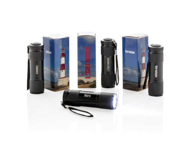 Latarka 9 LED Quattro z logo firmy w LazyStore!