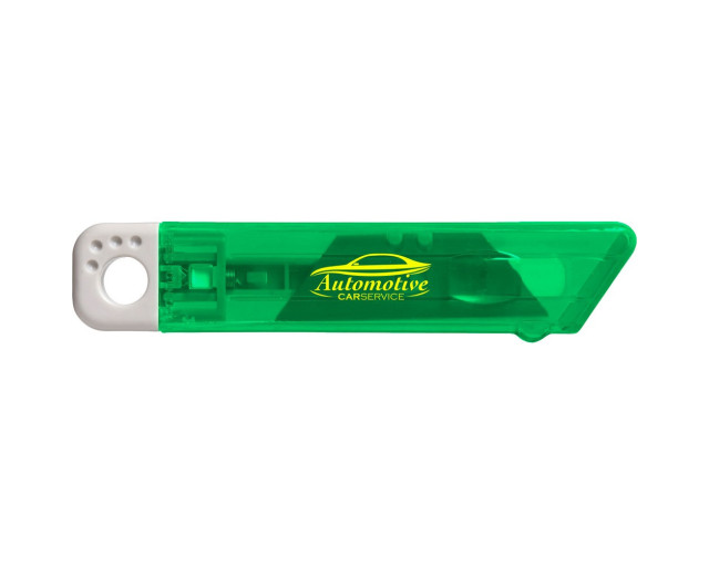 Nóż do tapet z mechanizmem zabezpieczającym z logo firmy w LazyStore!