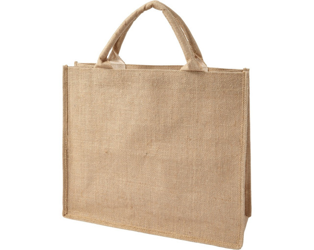 Torba z juty na zakupy z logo firmy w LazyStore!