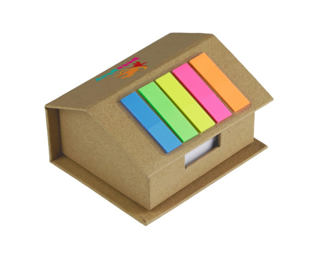Zestaw do notatek "domek", notatnik, karteczki samoprzylepne z logo firmy w LazyStore!