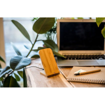 Bambusowa ładowarka bezprzewodowa 10W B'RIGHT, stojak na telefon z logo firmy w LazyStore!