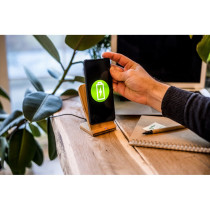 Bambusowa ładowarka bezprzewodowa 10W B'RIGHT, stojak na telefon z logo firmy w LazyStore!