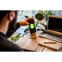 Bambusowa ładowarka bezprzewodowa 10W B'RIGHT, stojak na telefon z logo firmy w LazyStore!