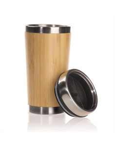 Bambusowy kubek podróżny 400 ml z logo firmy w LazyStore!
