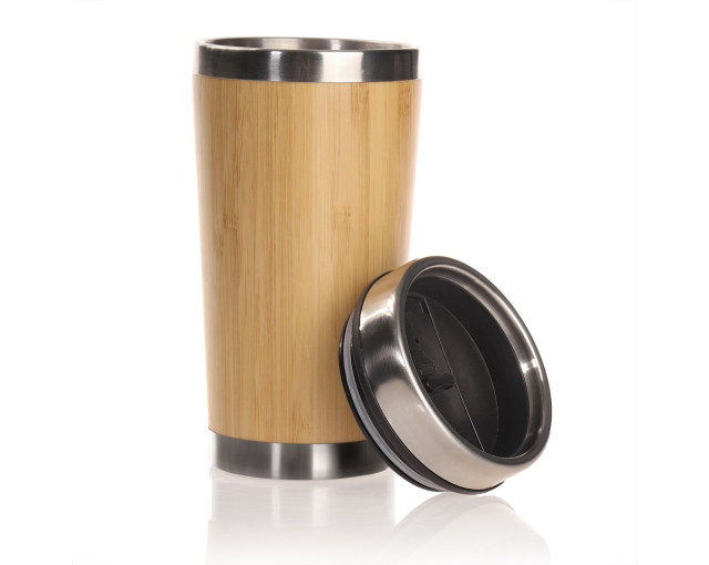 Bambusowy kubek podróżny 400 ml z logo firmy w LazyStore!