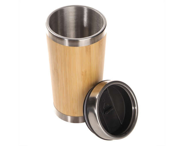 Bambusowy kubek podróżny 400 ml z logo firmy w LazyStore!