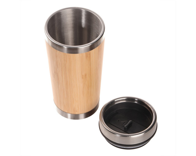 Bambusowy kubek podróżny 400 ml z logo firmy w LazyStore!