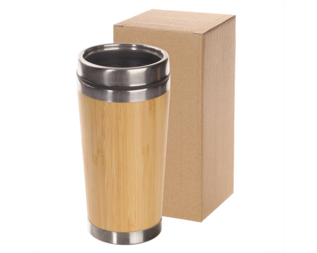 Bambusowy kubek podróżny 400 ml z logo firmy w LazyStore!