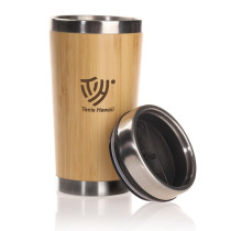 Bambusowy kubek podróżny 400 ml z logo firmy w LazyStore!