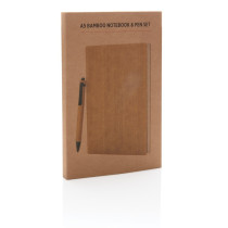 Bambusowy notatnik A5 z bambusowym długopisem z logo firmy w LazyStore!