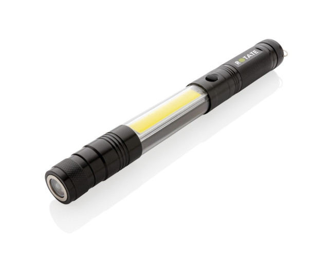 Teleskopowa latarka COB z logo firmy w LazyStore!