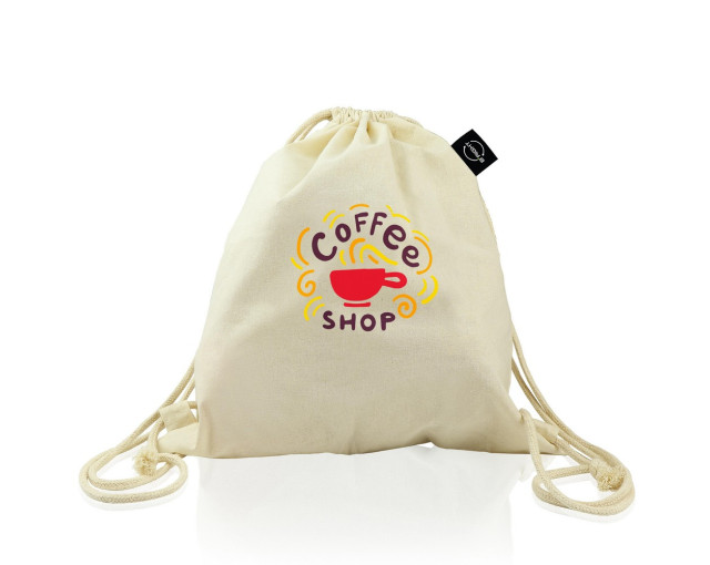Worek ze sznurkiem B'RIGHT z bawełny organicznej z logo firmy w LazyStore!