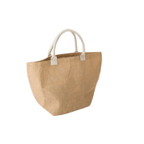 Torba z juty, z bawełnianymi uchwytami z logo firmy w LazyStore!