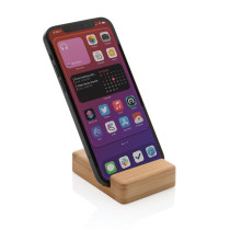 Bambusowy stojak na telefon z logo firmy w LazyStore!