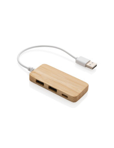 Bambusowy hub USB 2.0 z USB C z logo firmy w LazyStore!