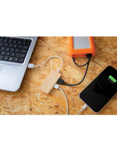 Bambusowy hub USB 2.0 z USB C z logo firmy w LazyStore! 2
