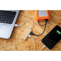 Bambusowy hub USB 2.0 z USB C z logo firmy w LazyStore!