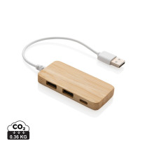 Bambusowy hub USB 2.0 z USB C z logo firmy w LazyStore!