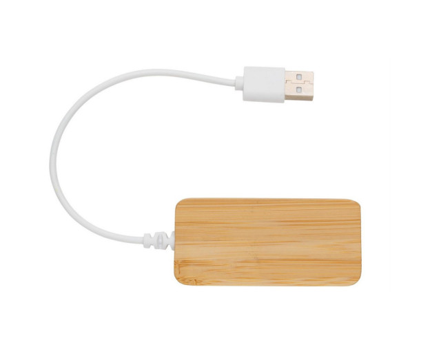Bambusowy hub USB 2.0 z USB C z logo firmy w LazyStore!