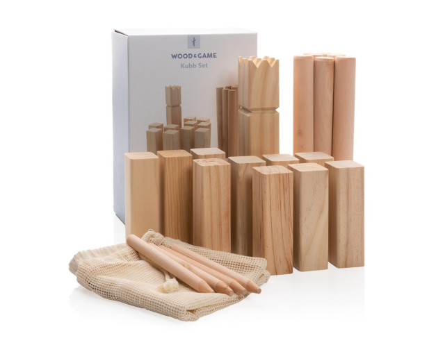 Zestaw do gry Kubb z logo firmy w LazyStore!