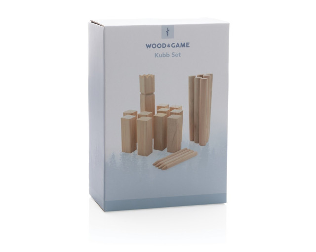 Zestaw do gry Kubb z logo firmy w LazyStore!