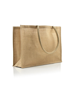 Torba z juty na zakupy z logo firmy w LazyStore!