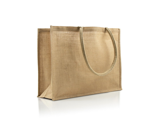 Torba z juty na zakupy z logo firmy w LazyStore!