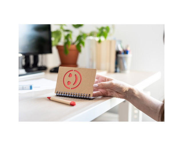 Notatnik ok. B7 "uśmiechnięta buzia" z długopisem z logo firmy w LazyStore!