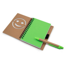 Notatnik ok. B7 "uśmiechnięta buzia" z długopisem z logo firmy w LazyStore!