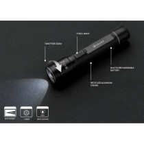 Kieszonkowa latarka Gear X, ładowana przez USB, aluminium z recyklingu z logo firmy w LazyStore!