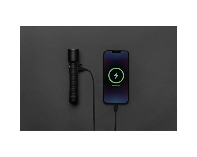Latarka Gear X, ładowana przez USB, aluminium z recyklingu z logo firmy w LazyStore!