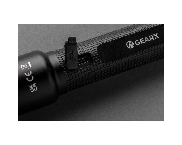 Latarka Gear X, ładowana przez USB, aluminium z recyklingu z logo firmy w LazyStore!