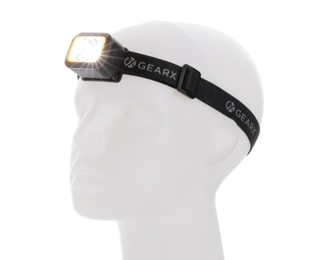 Latarka na głowę Gear X ze światłem COB, RABS z logo firmy w LazyStore!