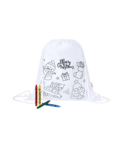 Worek ze sznurkiem do kolorowania, świąteczny wzór, kredki z logo firmy w LazyStore! 2