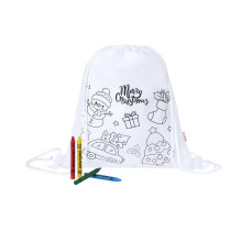 Worek ze sznurkiem do kolorowania, świąteczny wzór, kredki z logo firmy w LazyStore!