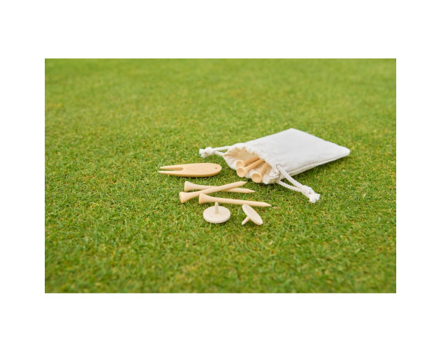 Zestaw drewnianych akcesoriów golfowych z logo firmy w LazyStore!