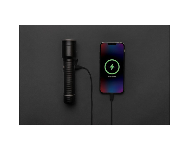 Duża latarka Gear X, ładowana przez USB, aluminium z recyklingu z logo firmy w LazyStore!