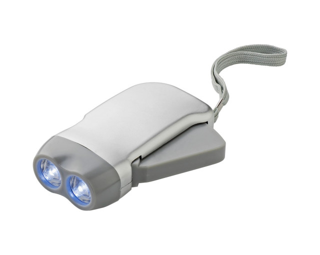 Latarka na dynamo 2 LED z logo firmy w LazyStore!