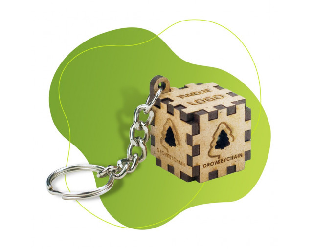 Zestaw startowy + brelok 3d z nasionami sosny GROWKEYCHAIN set z logo firmy w LazyStore!