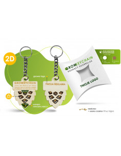 Rosnący brelok 2D z nasionami sosny GROWKEYCHAIN z logo firmy w LazyStore! 2