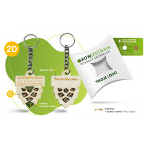 Rosnący brelok 2D z nasionami sosny GROWKEYCHAIN z logo firmy w LazyStore!