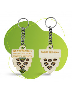 Rosnący brelok 2D z nasionami sosny GROWKEYCHAIN z logo firmy w LazyStore!