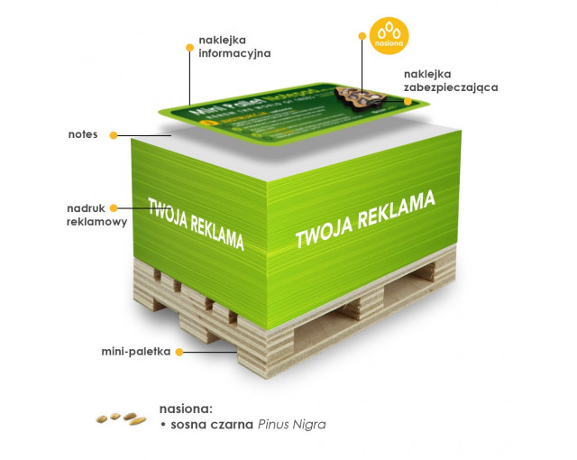 Rosnąca kostka notesowa na paletce GROWPALLET z logo firmy w LazyStore!