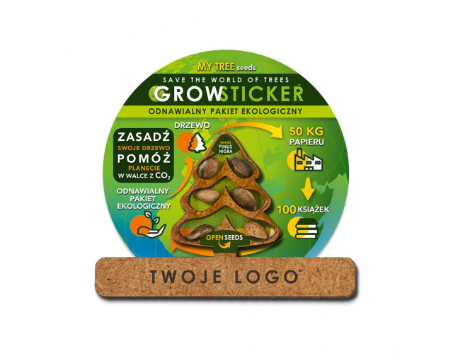 Rosnąca naklejka GROWSTICKER z logo firmy w LazyStore!