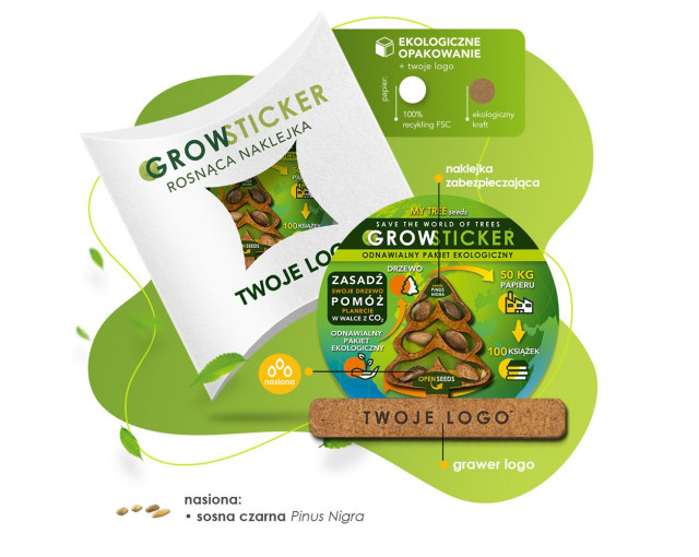 Rosnąca naklejka GROWSTICKER z logo firmy w LazyStore!