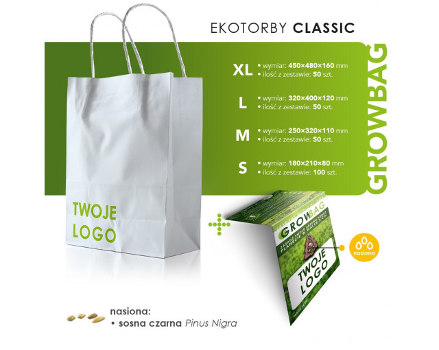 Torba GROWBAG z rosnącą zawieszką z logo firmy w LazyStore!